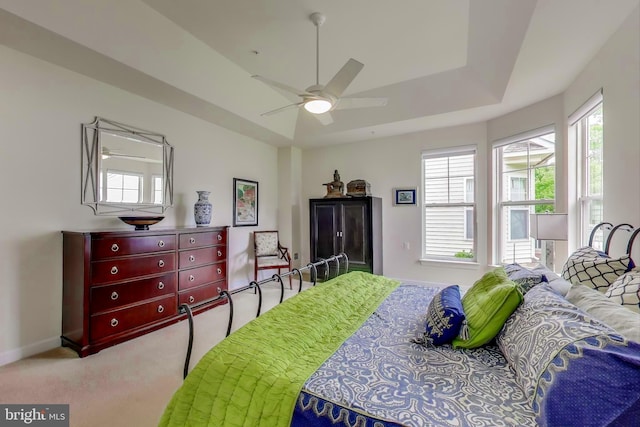 13605 Autumn End Ter, Laurel, MD 20707 - bedroom featuring carpet, baseboards, ceiling fan, and a raised ceiling