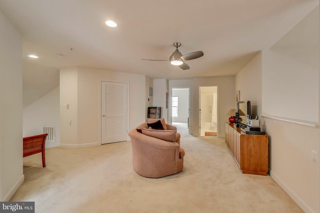 13605 Autumn End Ter, Laurel, MD 20707 - sitting room featuring light carpet, baseboards, a ceiling fan, and recessed lighting