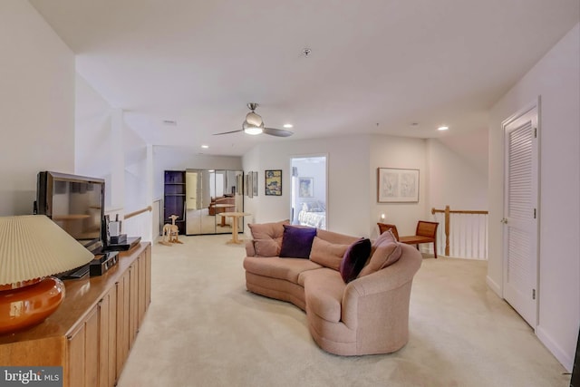 13605 Autumn End Ter, Laurel, MD 20707 - living area with light carpet, a ceiling fan, and recessed lighting