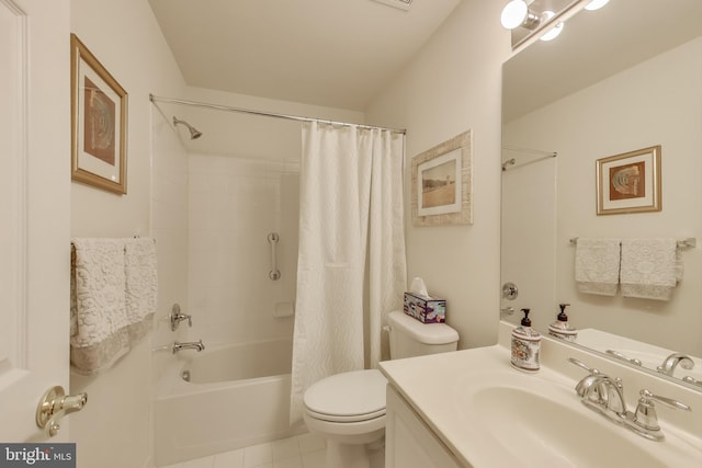 13605 Autumn End Ter, Laurel, MD 20707 - full bathroom with toilet, shower / bathtub combination with curtain, vanity, and tile patterned flooring