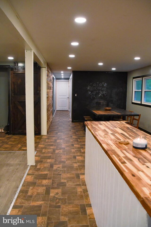 38 Behm Ln, Colora, MD 21917 - bar area with recessed lighting and a barn door