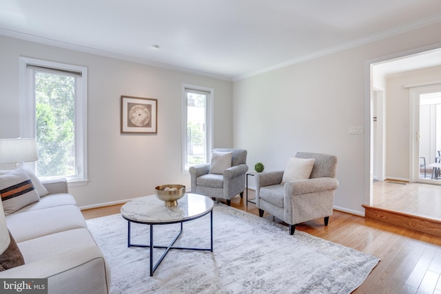 10518 Meadow Bridge Ln, Fairfax, VA 22030 - living room featuring ornamental molding, healthy amount of natural light, wood finished floors, and baseboards
