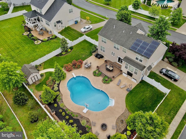 bird's eye view of a pool