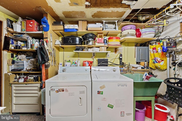 30 San Diego Dr, Magnolia, NJ 08049 - washroom with electric panel and washing machine and dryer