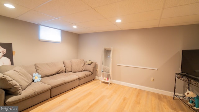 1042 Country Club Rd, Camp Hill, PA 17011 - living area featuring wood finished floors, a paneled ceiling, and recessed lighting