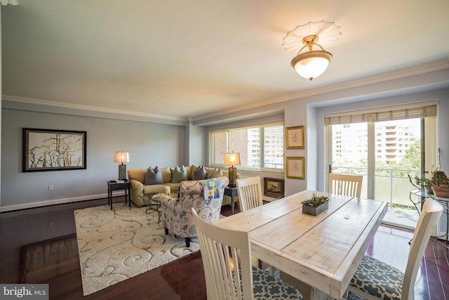 4201 Cathedral Ave NW Unit 916E, Washington, DC 20016 - dining room with ornamental molding and wood finished floors