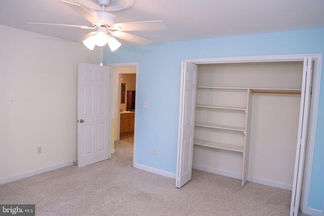 11504 Woodview Ct, Hagerstown, MD 21742 - unfurnished bedroom featuring carpet flooring, a closet, baseboards, and a ceiling fan