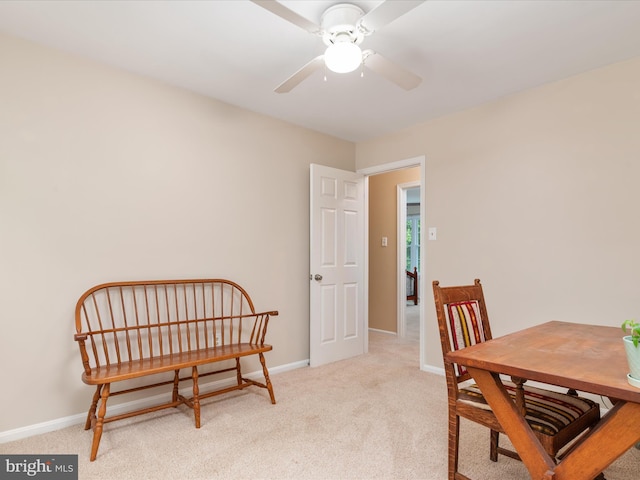 275 Tolstoy Ln, Severna Park, MD 21146 - dining room with carpet flooring, baseboards, and a ceiling fan