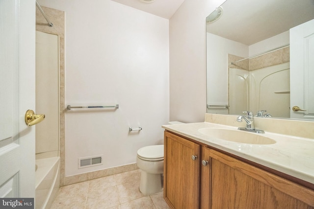504 Nottingham Pl, Riverside, NJ 08075 - full bathroom featuring toilet, vanity, tile patterned flooring,  shower combination, and baseboards