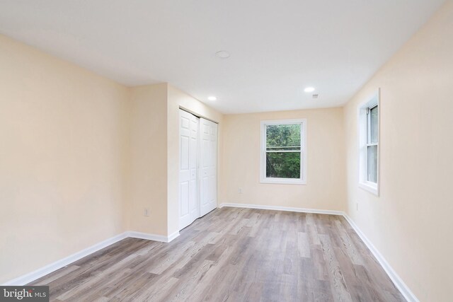 136 Pembrown Rd, Browns Mills, NJ 08015 - unfurnished bedroom featuring wood finished floors, baseboards, a closet, and recessed lighting