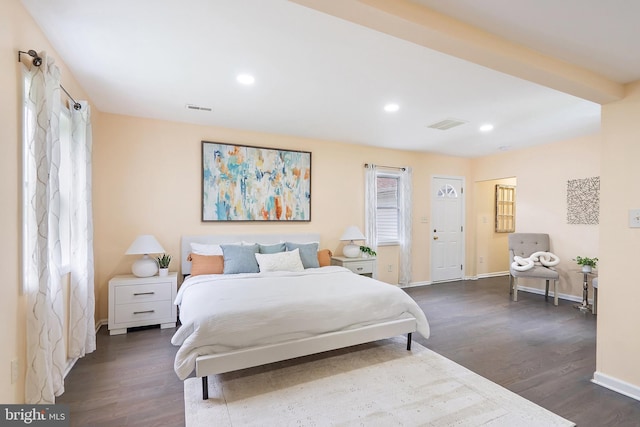 136 Pembrown Rd, Browns Mills, NJ 08015 - bedroom with dark wood finished floors, baseboards, and recessed lighting
