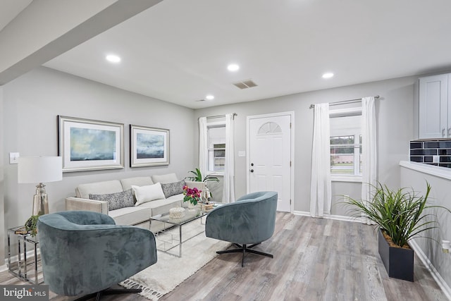 136 Pembrown Rd, Browns Mills, NJ 08015 - living area with light wood-style flooring, baseboards, and recessed lighting