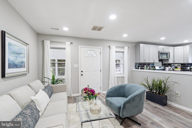 136 Pembrown Rd, Browns Mills, NJ 08015 - living area with wood finished floors, recessed lighting, and baseboards