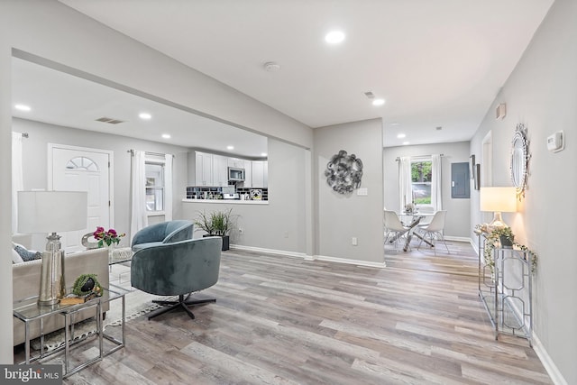 136 Pembrown Rd, Browns Mills, NJ 08015 - living area featuring light wood-style floors, recessed lighting, and baseboards