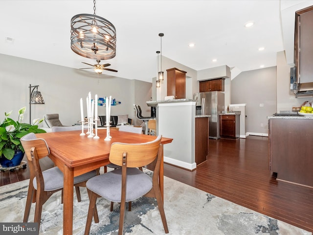 5920 Forum Sq ., Unit Frederick, MD 21703 - dining room with dark wood finished floors, ceiling fan, baseboards, and recessed lighting