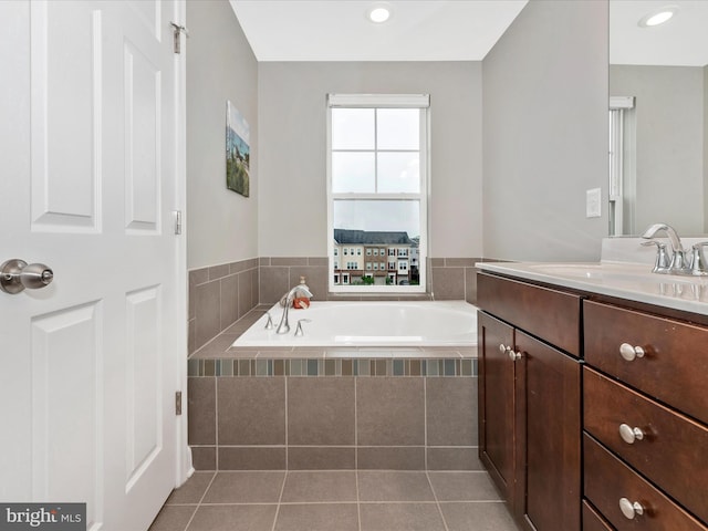 5920 Forum Sq ., Unit Frederick, MD 21703 - bathroom with a bath, tile patterned flooring, vanity, and recessed lighting