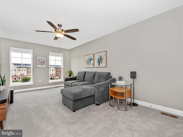 5920 Forum Sq ., Unit Frederick, MD 21703 - carpeted living area featuring a ceiling fan and baseboards