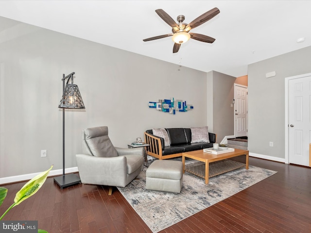 5920 Forum Sq ., Unit Frederick, MD 21703 - living room featuring ceiling fan, hardwood / wood-style flooring, and baseboards