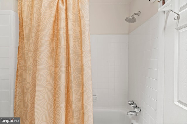 full bath featuring shower / bath combination with curtain