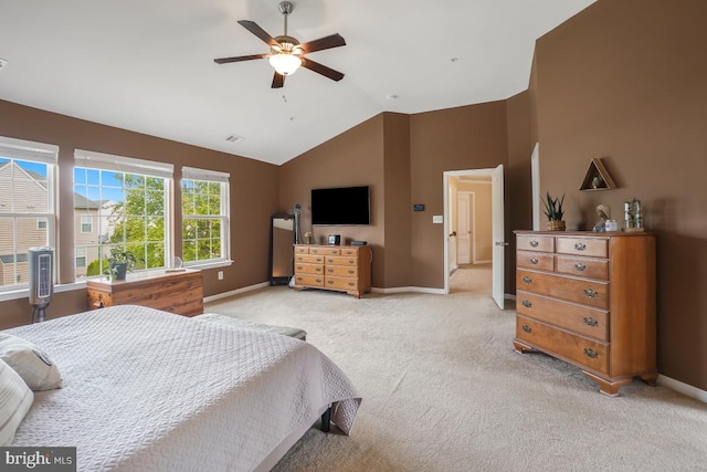 6218 Alan Linton Blvd W, Frederick, MD 21703 - bedroom featuring light colored carpet, baseboards, vaulted ceiling, and a ceiling fan