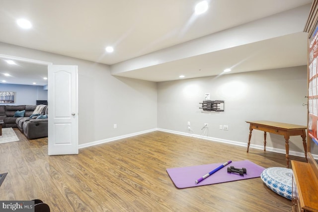 6218 Alan Linton Blvd W, Frederick, MD 21703 - exercise area featuring wood finished floors, baseboards, and recessed lighting
