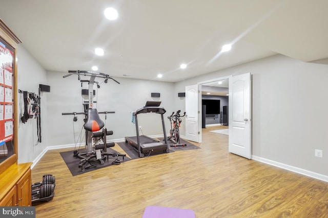 6218 Alan Linton Blvd W, Frederick, MD 21703 - workout room featuring recessed lighting, wood finished floors, and baseboards