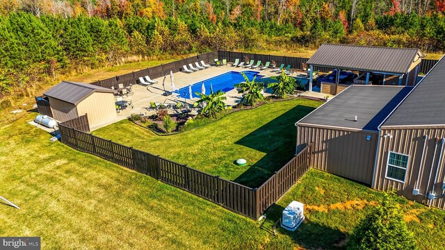 2052 Twenty Two Rd, Pamplin, VA 23958 - bird's eye view of a pool and a heavily wooded area