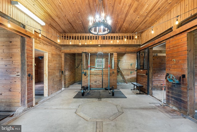 522 Creek Rd, Moorestown, NJ 08057 - interior space featuring wooden walls, concrete flooring, and wooden ceiling
