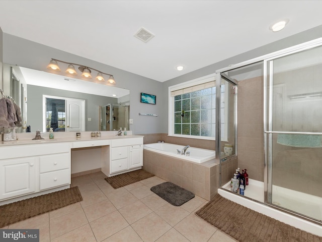 4 Jeffrey Ln, Brunswick, MD 21758 - full bath with double vanity, tile patterned floors, a bath, and a shower stall