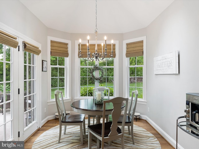 130 Waterfall Ln, Landenberg, PA 19350 - dining area with a chandelier, light wood finished floors, and baseboards