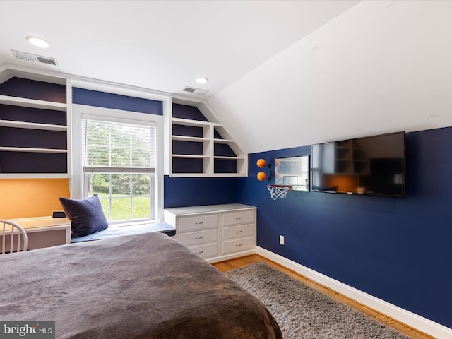 130 Waterfall Ln, Landenberg, PA 19350 - bedroom featuring wood finished floors, vaulted ceiling, and baseboards