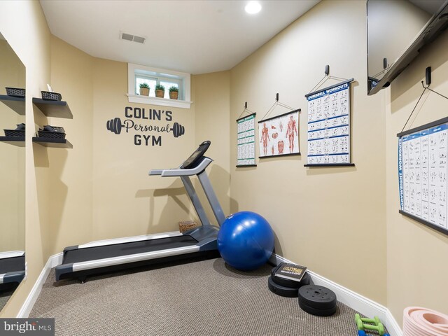 130 Waterfall Ln, Landenberg, PA 19350 - exercise area featuring baseboards, carpet floors, and recessed lighting