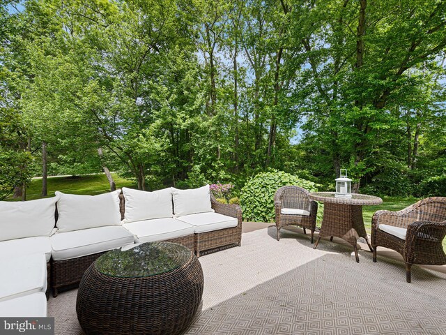 130 Waterfall Ln, Landenberg, PA 19350 - view of patio with outdoor lounge area and view of scattered trees