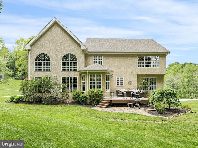 130 Waterfall Ln, Landenberg, PA 19350 - rear view of property with a yard, outdoor lounge area, stucco siding, and a deck