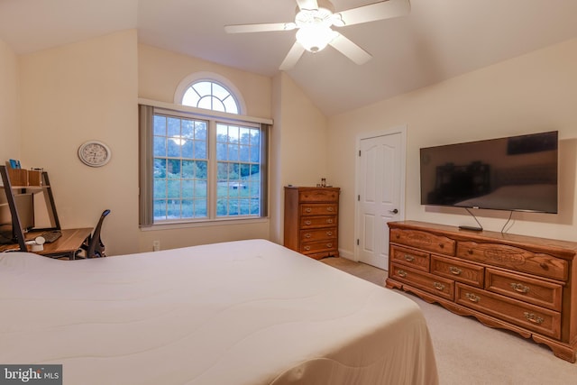 15039 Jarrettsville Pike, Monkton, MD 21111 - bedroom featuring vaulted ceiling, light carpet, and a ceiling fan
