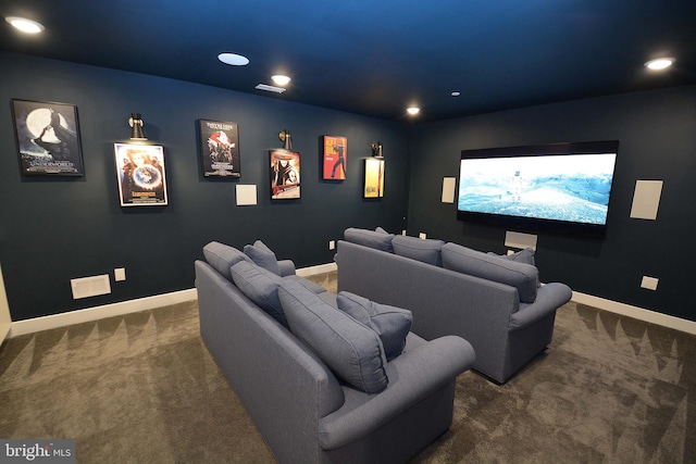 7012 Silverwood St, Philadelphia, PA 19128 - home theater featuring carpet flooring, baseboards, and recessed lighting