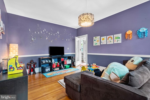 living area featuring wood finished floors