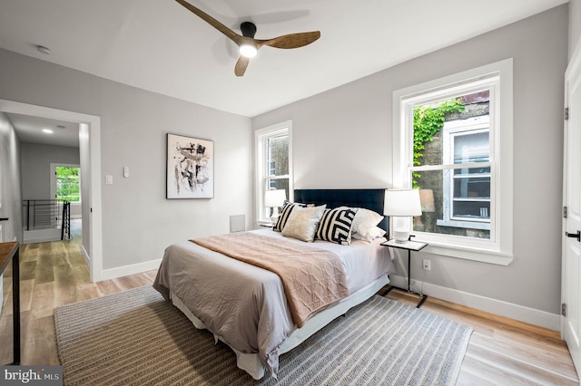 5113 W Thompson St, Philadelphia, PA 19131 - bedroom featuring light wood-type flooring, baseboards, and ceiling fan