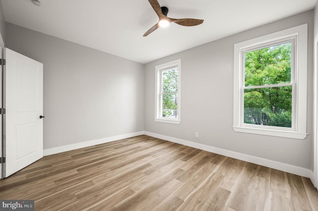 5113 W Thompson St, Philadelphia, PA 19131 - empty room with baseboards, ceiling fan, and light wood-type flooring