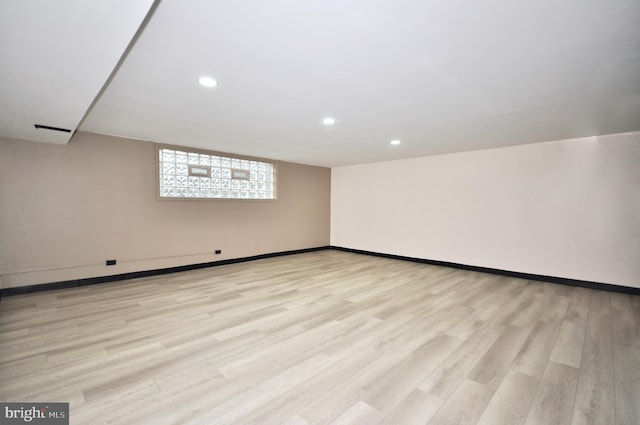 8922 Brous Ave, Philadelphia, PA 19152 - below grade area with recessed lighting, light wood-style floors, and baseboards