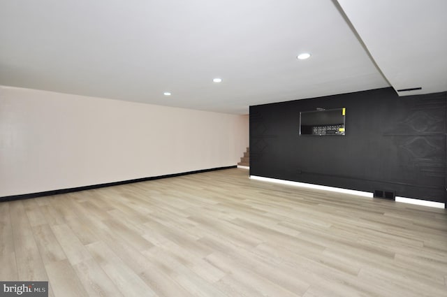 8922 Brous Ave, Philadelphia, PA 19152 - unfurnished living room with light wood-style floors, recessed lighting, and baseboards