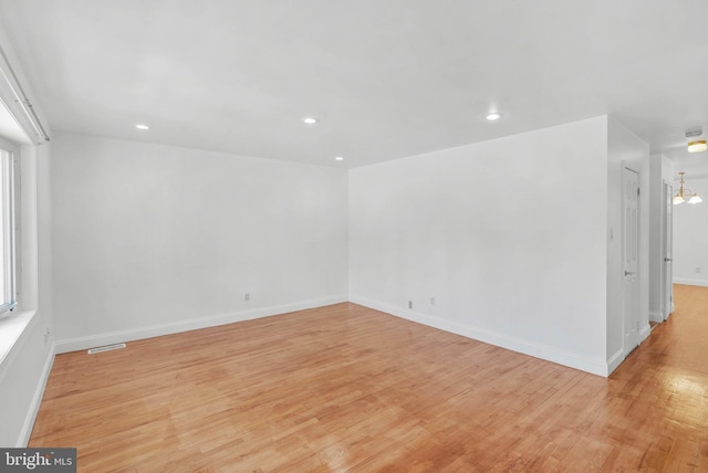 643 Saint Anthony Ln, Upper Darby, PA 19082 - unfurnished room with light wood finished floors, recessed lighting, and baseboards