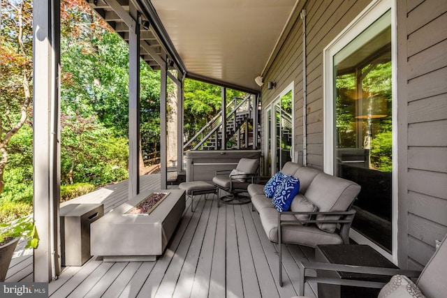 2200 Spinnaker Ct, Reston, VA 20191 - deck featuring stairway and an outdoor fire pit