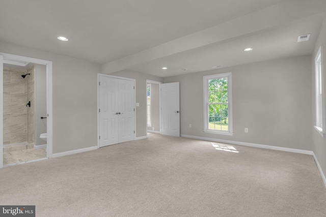 21 Mattingly Ave, Indian Head, MD 20640 - unfurnished bedroom featuring baseboards, light colored carpet, recessed lighting, ensuite bathroom, and a closet