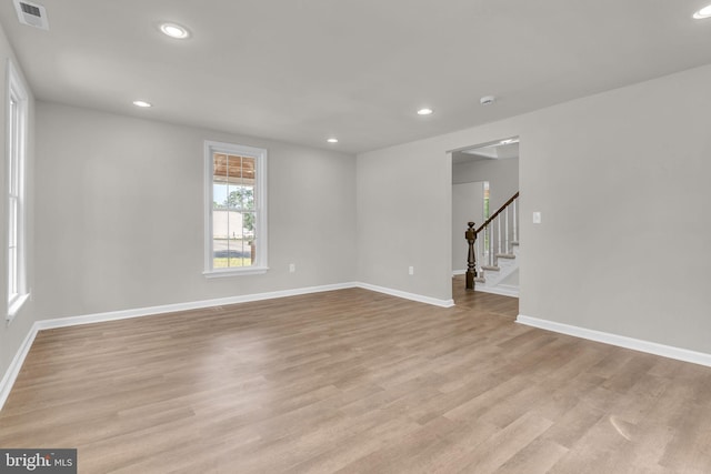 21 Mattingly Ave, Indian Head, MD 20640 - empty room with recessed lighting, light wood-type flooring, stairway, and baseboards