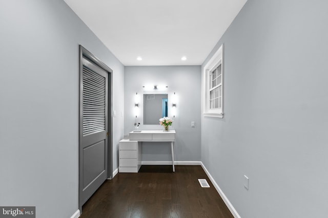 616 Webb Rd, Elkins Park, PA 19027 - hall featuring dark wood-style floors, baseboards, and recessed lighting