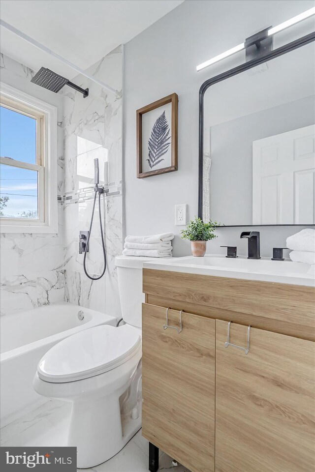 1711 Langley Rd, Baltimore, MD 21221 - bathroom with a marble finish shower, vanity, and toilet