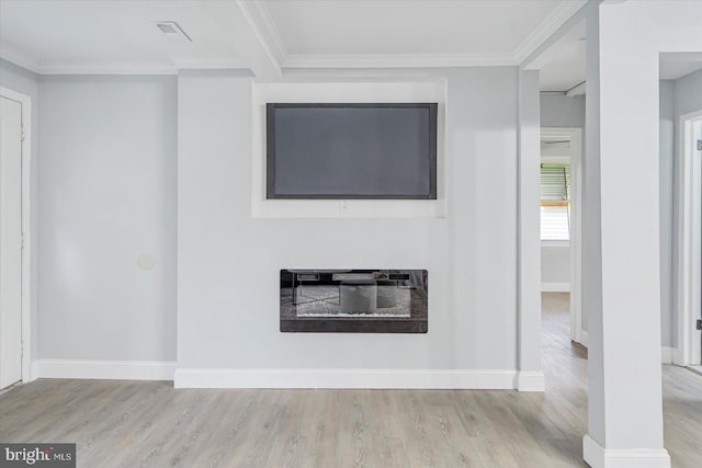 1711 Langley Rd, Baltimore, MD 21221 - unfurnished living room featuring wood finished floors, crown molding, and baseboards