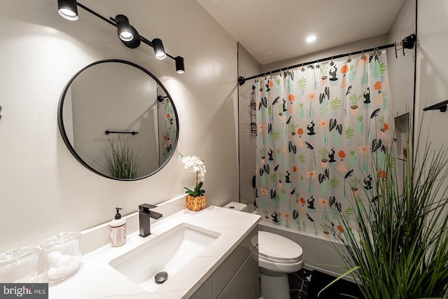 1919 Bennett Pl NE, Washington, DC 20002 - bathroom featuring toilet, shower / tub combo, and vanity