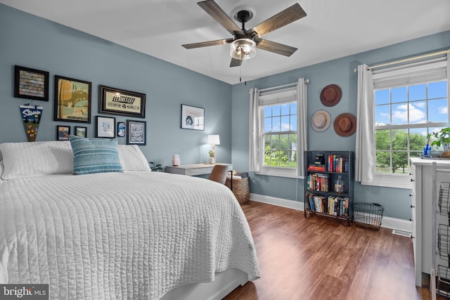 121 Beech Dr, Hatboro, PA 19040 - bedroom featuring wood finished floors, baseboards, and ceiling fan
